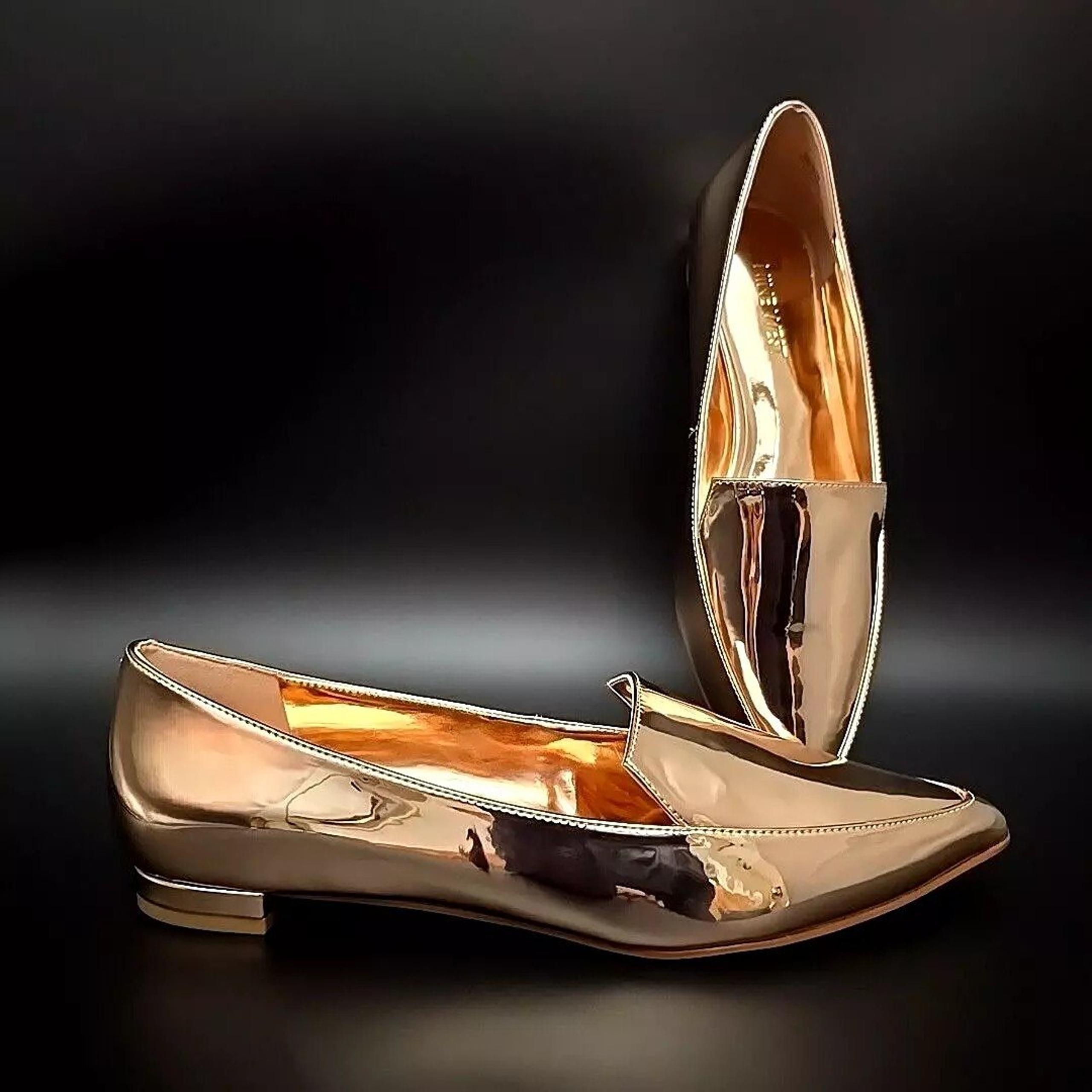 Nine West Abay Smoking Flats Rose Gold Metallic Women's Size 7M
