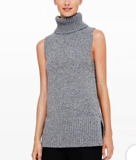 - CLUB MONACO - ITALIAN YARN WOOL SLEEVELESS TURTLENECK SWEATER GREY SZ XS