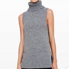 - CLUB MONACO - ITALIAN YARN WOOL SLEEVELESS TURTLENECK SWEATER GREY SZ XS