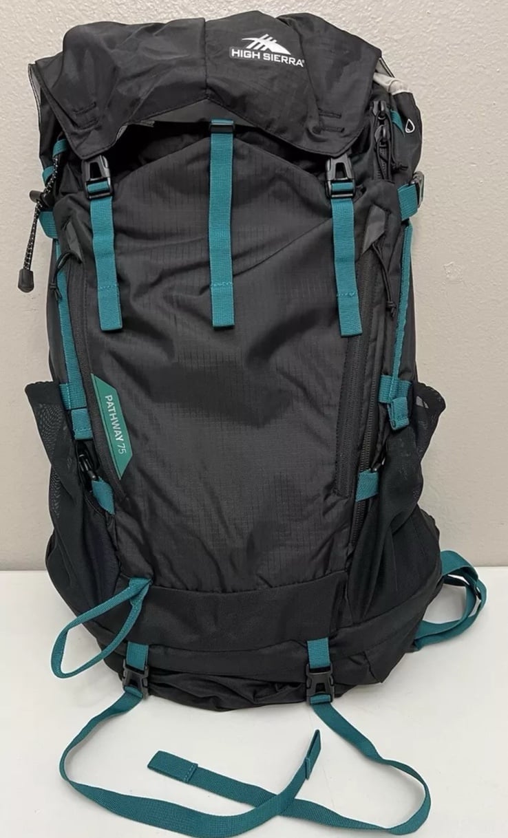 High Sierra Pathway 2.0 75L Hiking Backpack Bag With Hydration Storage Black New