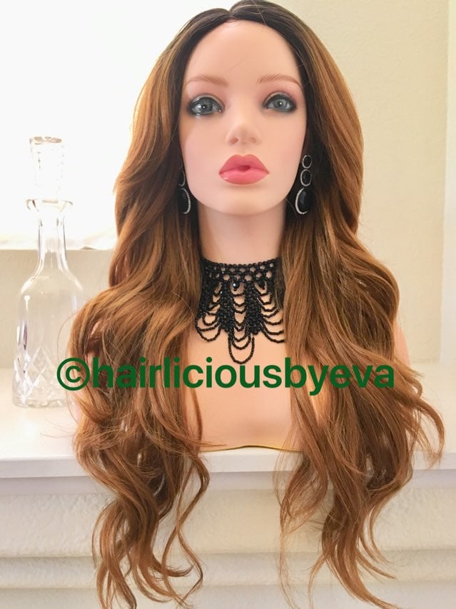 Brown Wig Wavy Layered 24 Inch Long