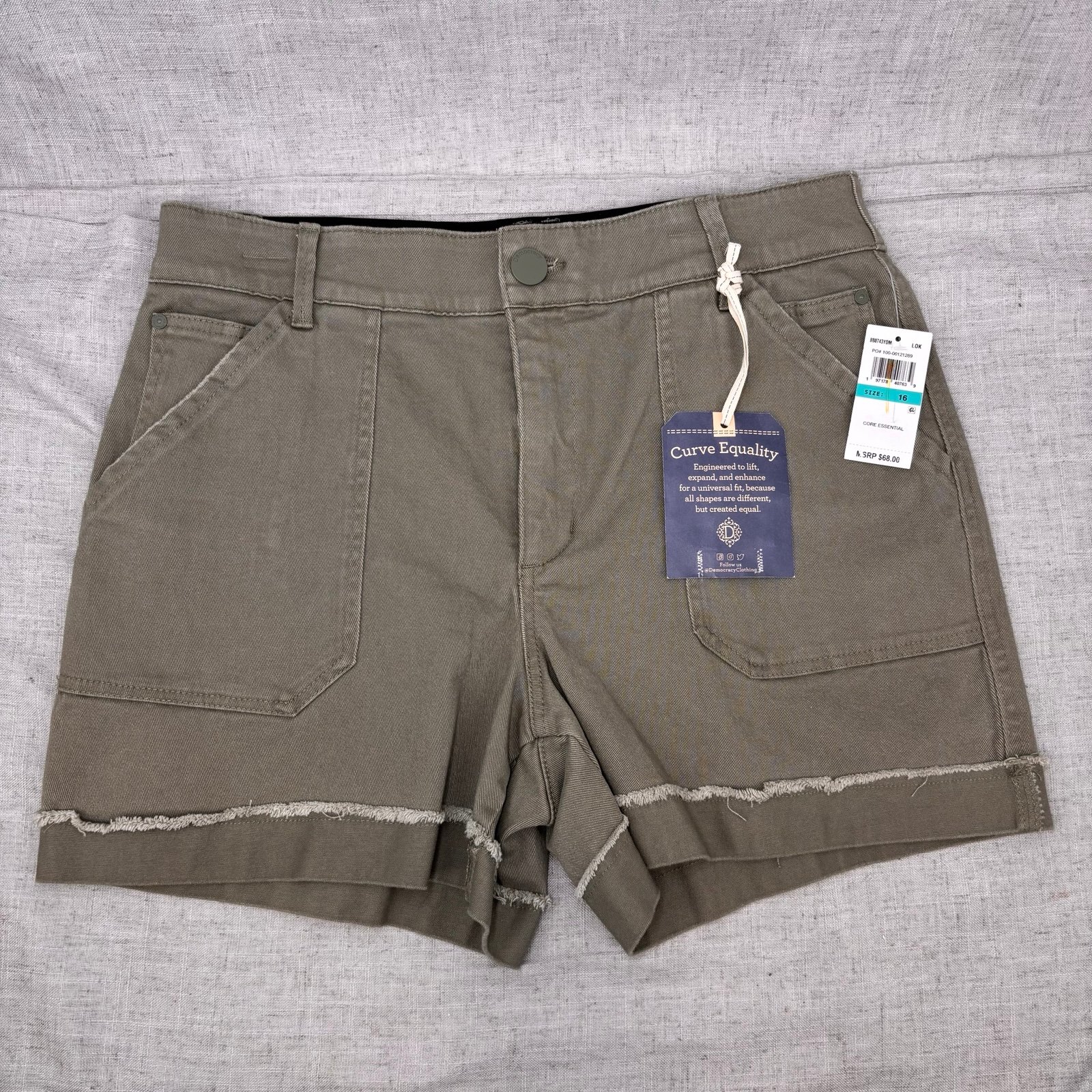 Democracy Ab solution High Rise Short Green Loral Oak NEW Women's Size 16