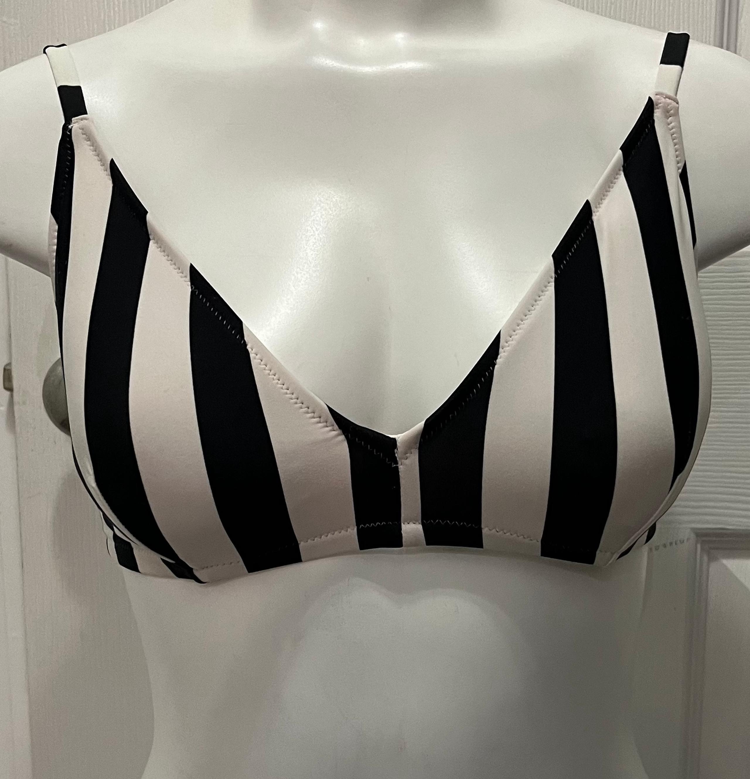 J. Crew Black & White Striped Bikini Top size Medium