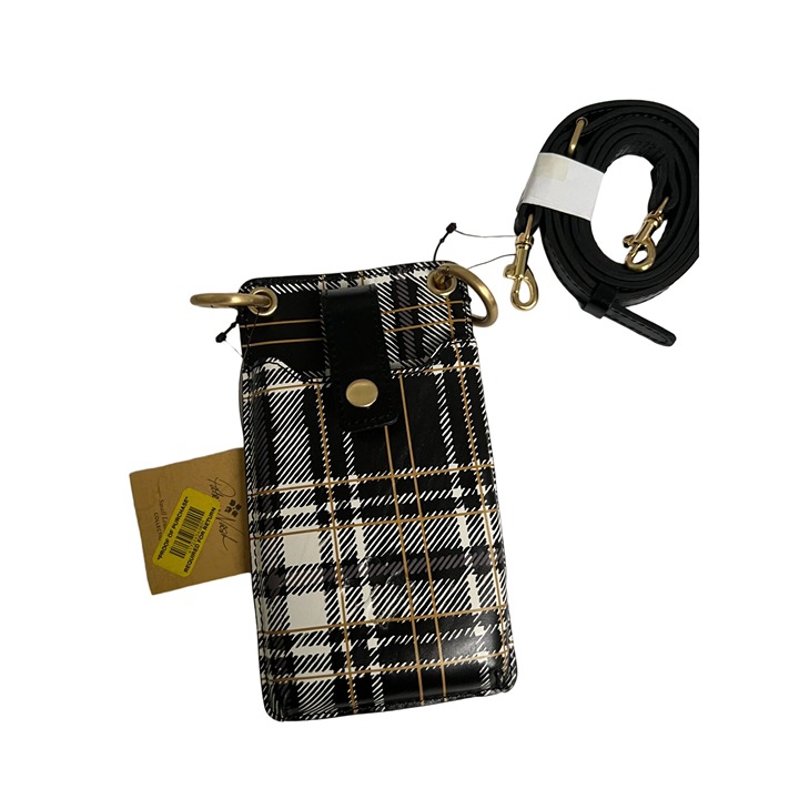 Patricia Nash Small Blk White Plaid Premium Leather Shoulder Wristlet