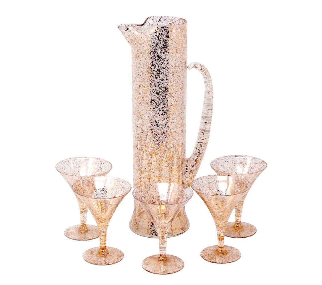 Vintage Mid century Martini pitcher and glasses