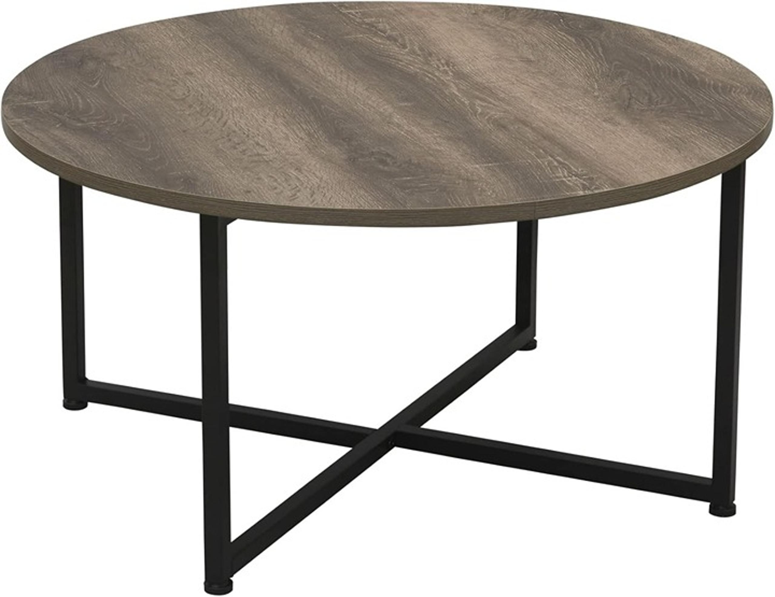Household Essentials Jamestown Round Coffee Table Ashwood Rustic Wood Grain and