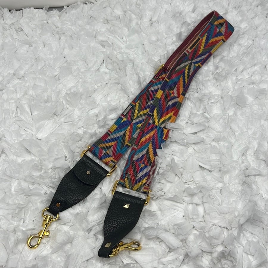 Geometric Embroidered Guitar Strap