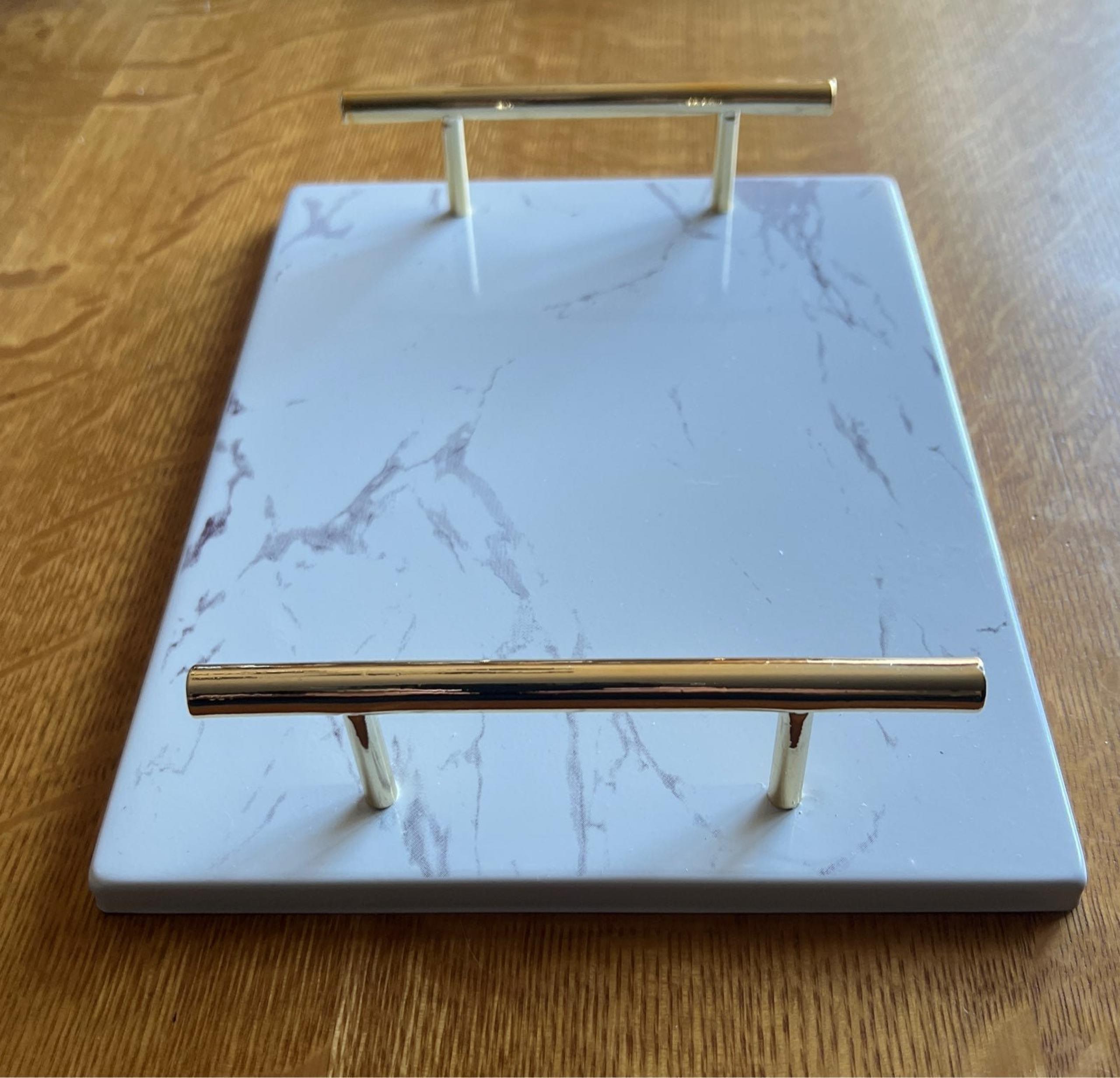 Target Gold White Tray / Metal tray with handle NWT