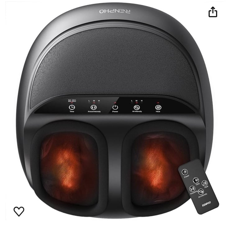 RENPHO Foot Massager Machine with Heat, Shiatsu Deep Kneading, Multi-Level Setti