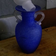 Cobalt blue speckled glass decanter