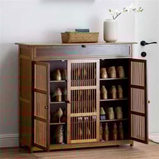Large Wooden Shoe Cabinet Storage Cupboard Unit Shoe Rack Housekeeping Organiser