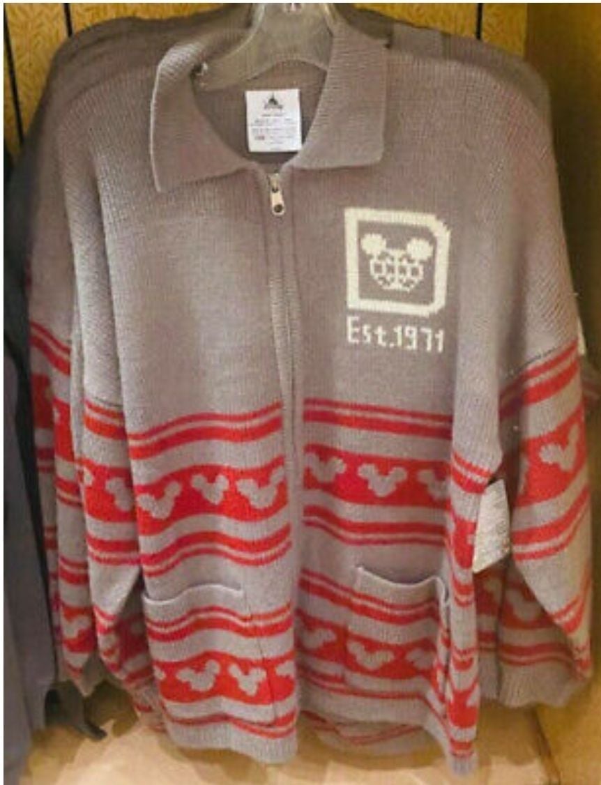 Walt Disney World Christmas Holiday GRAY CARDIGAN By Spirit Jersey Adult Medium