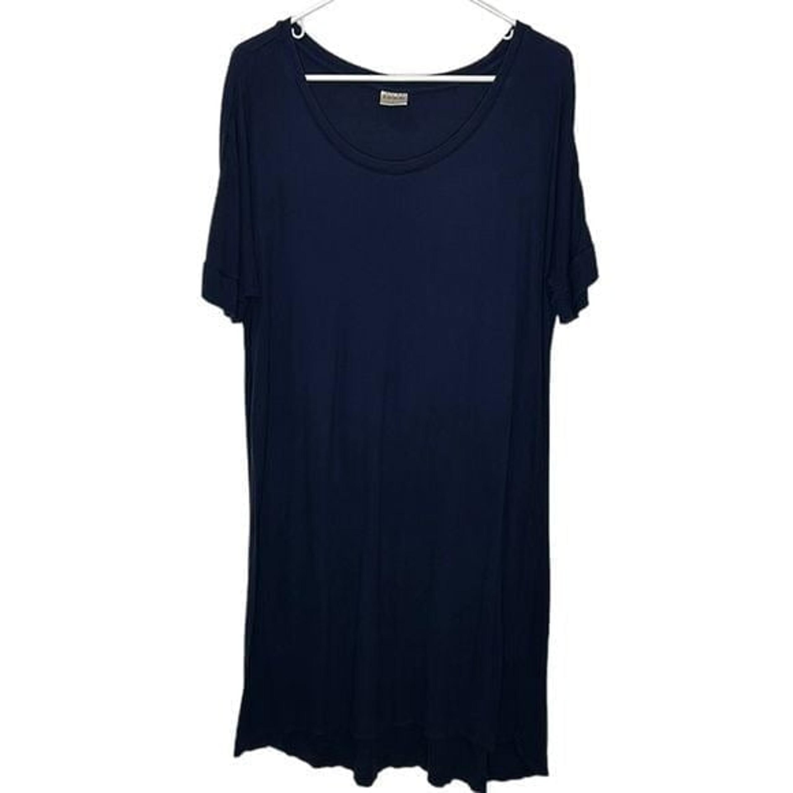 Soma Ribbed Sleep Shirt Women's Large Navy Blue Short Sleeve Loungewear
