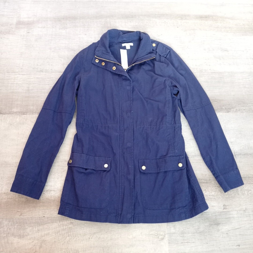 New Francesca Miami Full Zip Utility Jacket Women's Navy Blue Size Large L