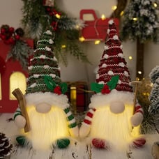 Luminous Dwarf Christmas Decorations, 4 Pack - Handmade Dwarfs, 11 inch Scandina