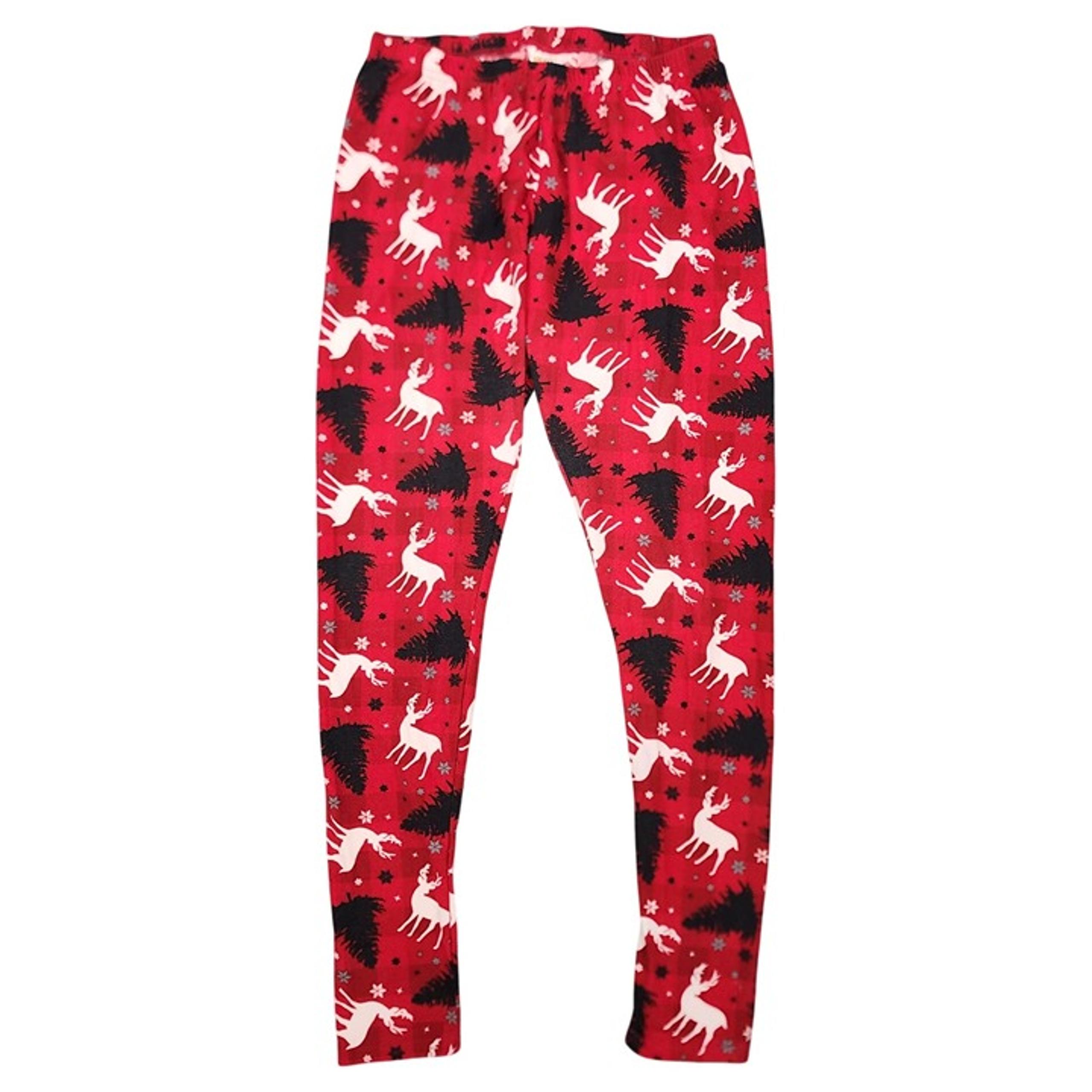Women's Mixit Christmas Reindeer Check Leggings Pants Large Snowflakes Trees