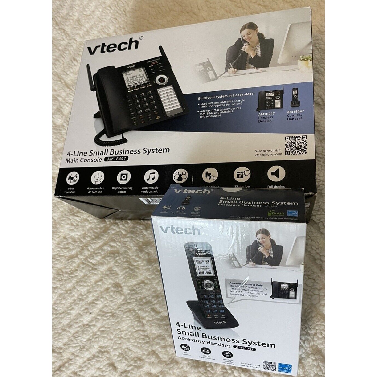 V-Tech AM18047 4-Line Small Business System W/ AM18447 Console 4 Line Expandable
