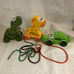 Lot 3 J'adore Wooden Animal Pull Toy Aiden Gabi Dusty alligator giraffe dinosaur