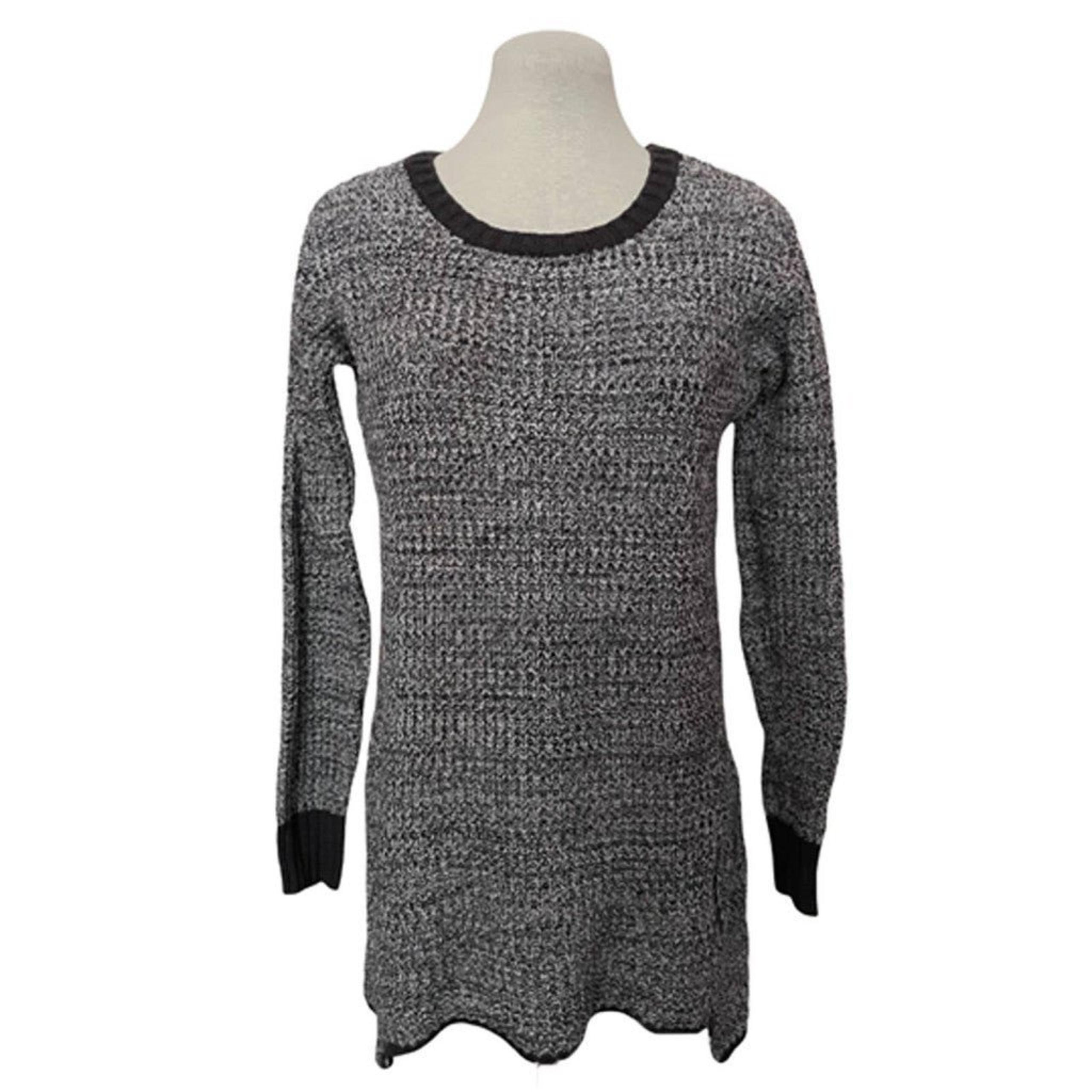 Anthropologie Kaisely Gray & White Marled Waffle Knit Sweater Women's Size M