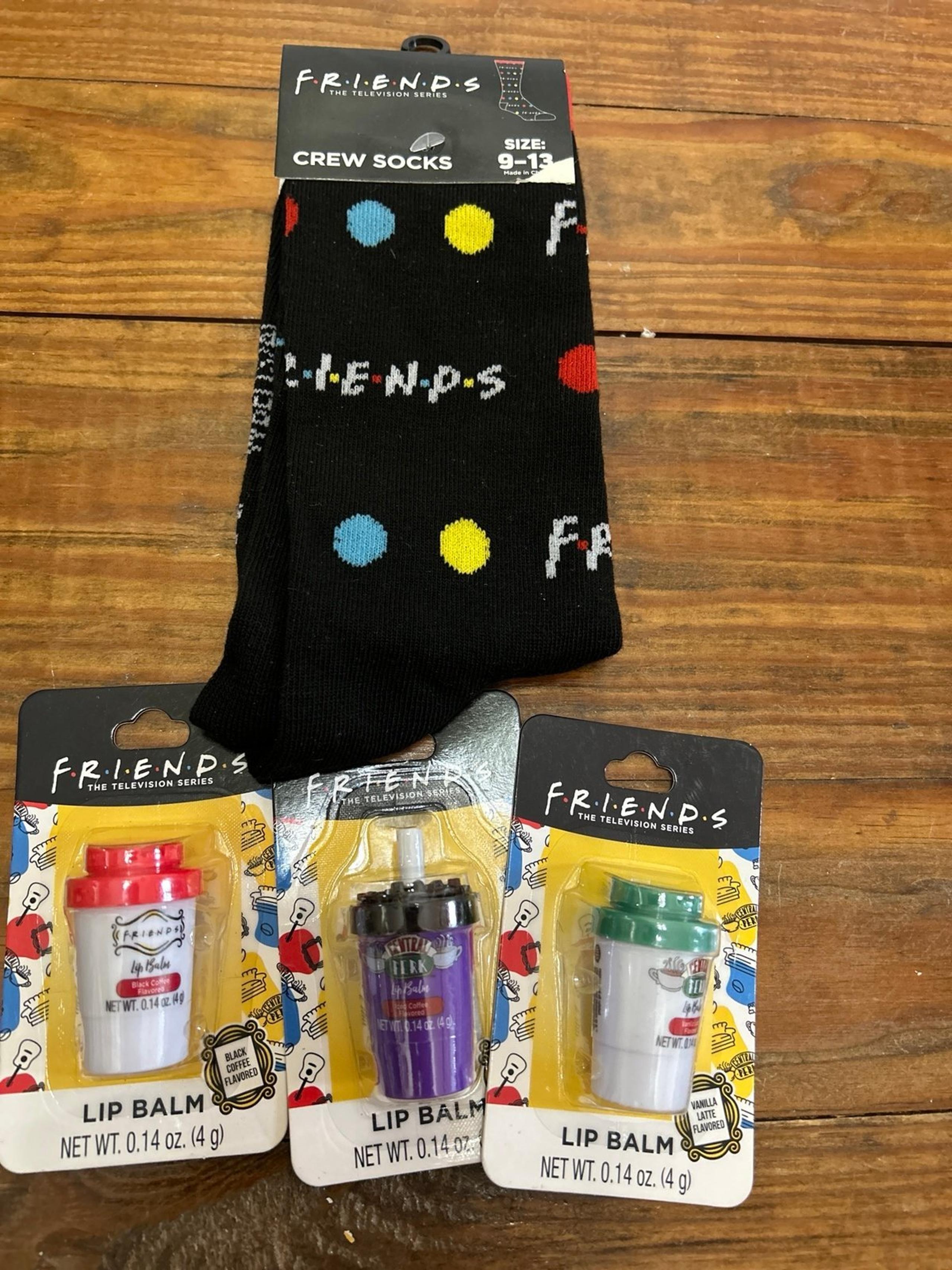 NWT 3 Friends lip balms and new pair socks