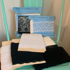 Lot of Vintage Black, White, Ivory Lace-Made in France