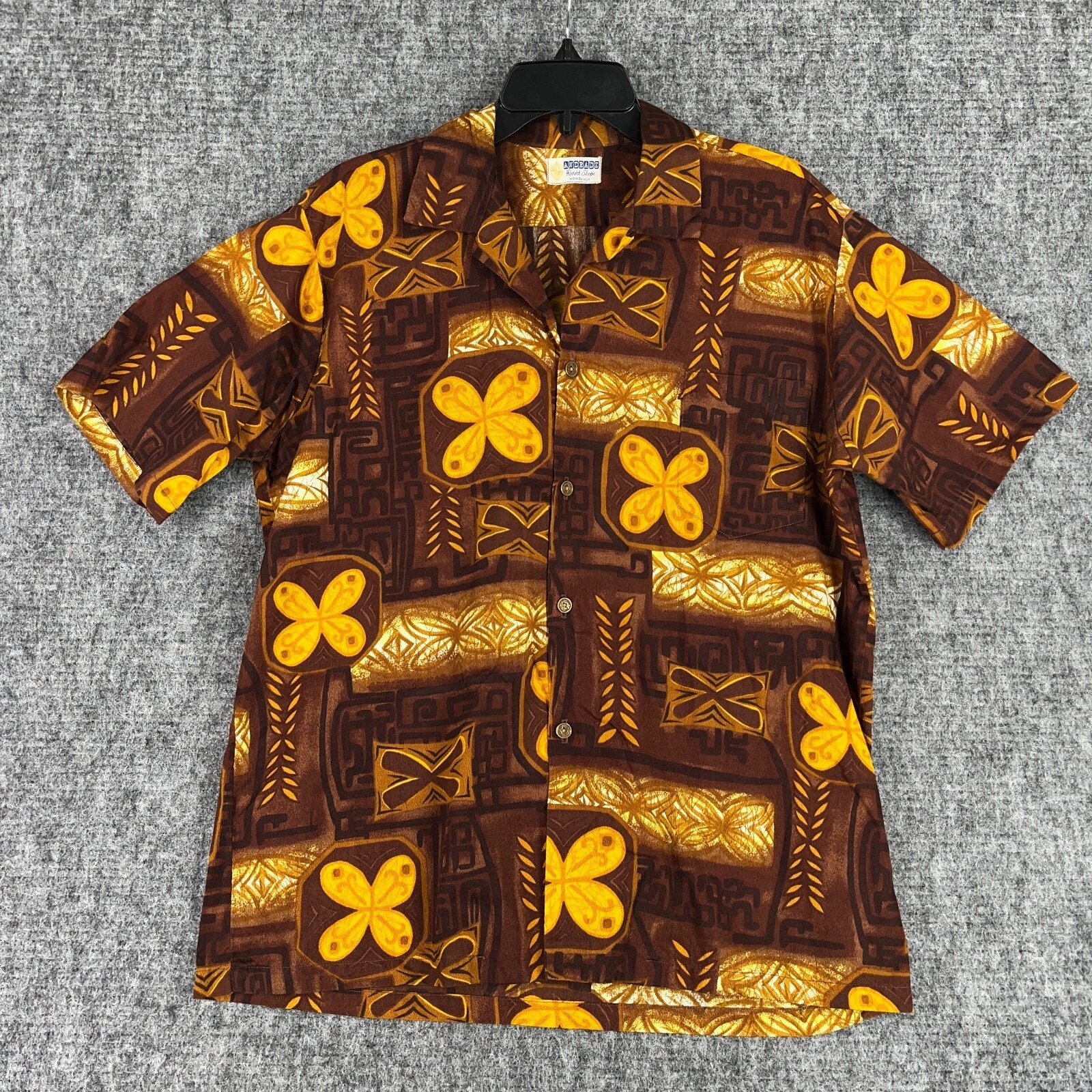 Andrade Resort Hawaiian Shirt Mens Medium Loop Collar Rare Print Vintage 1960’s