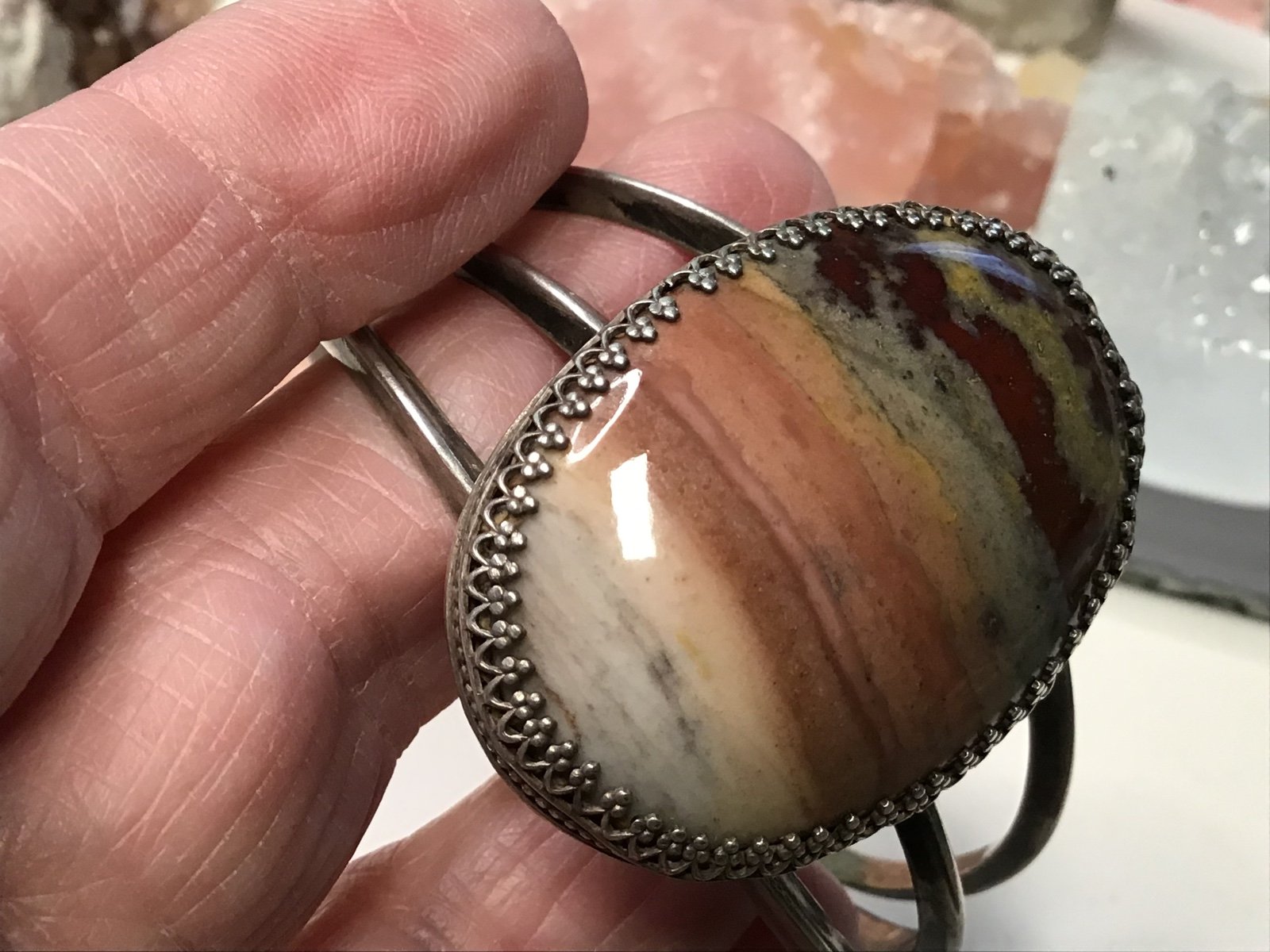 Sterling Picture Agate Cuff