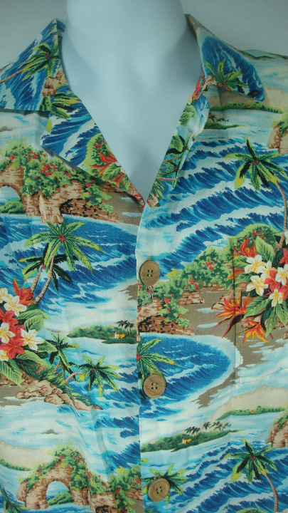 Hawaiian Shirt Water Waves Coast Palm