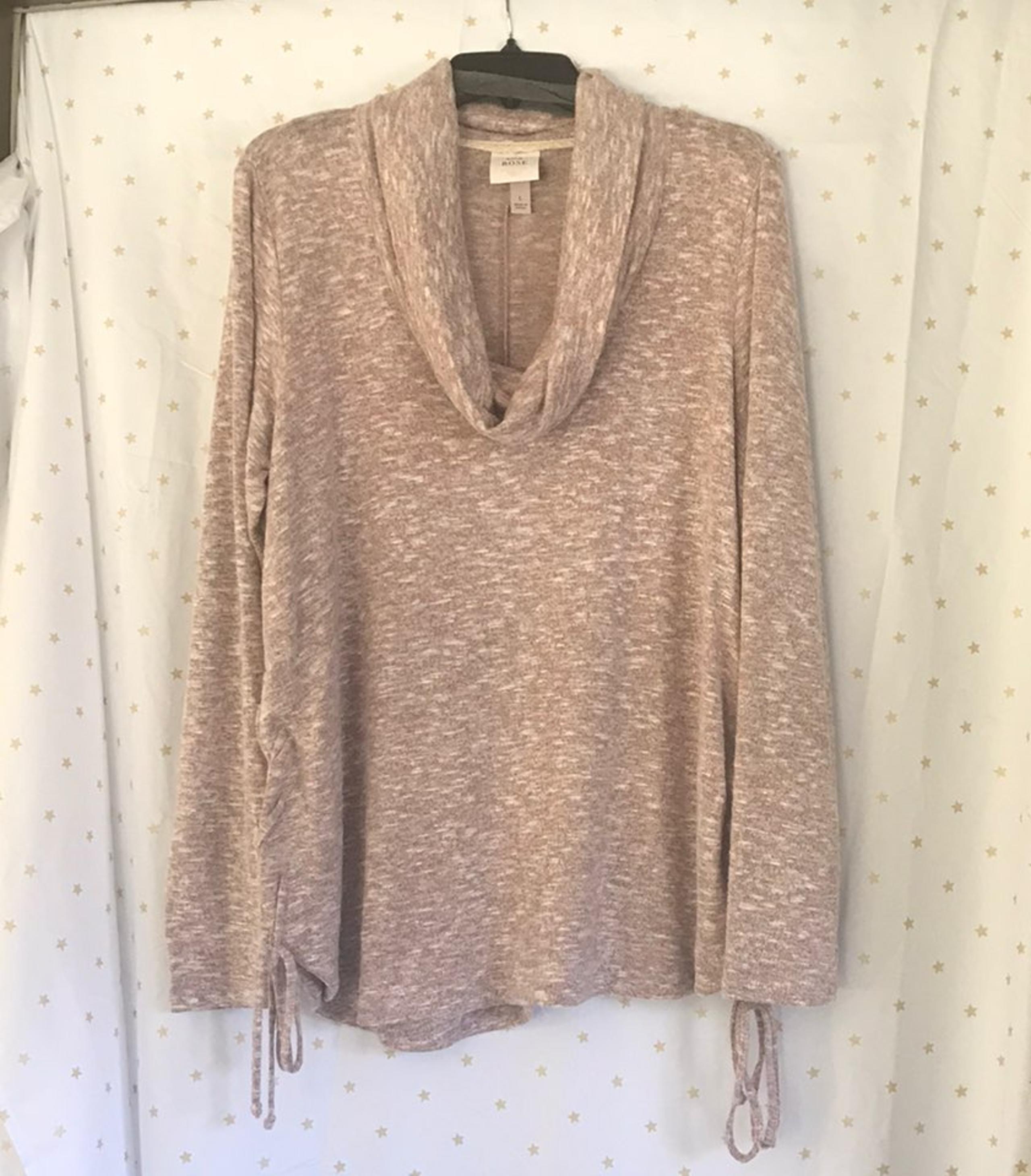 Knox Rose Cowl Neck Sweater, Pink/Cream, Sz Lg, NWOT
