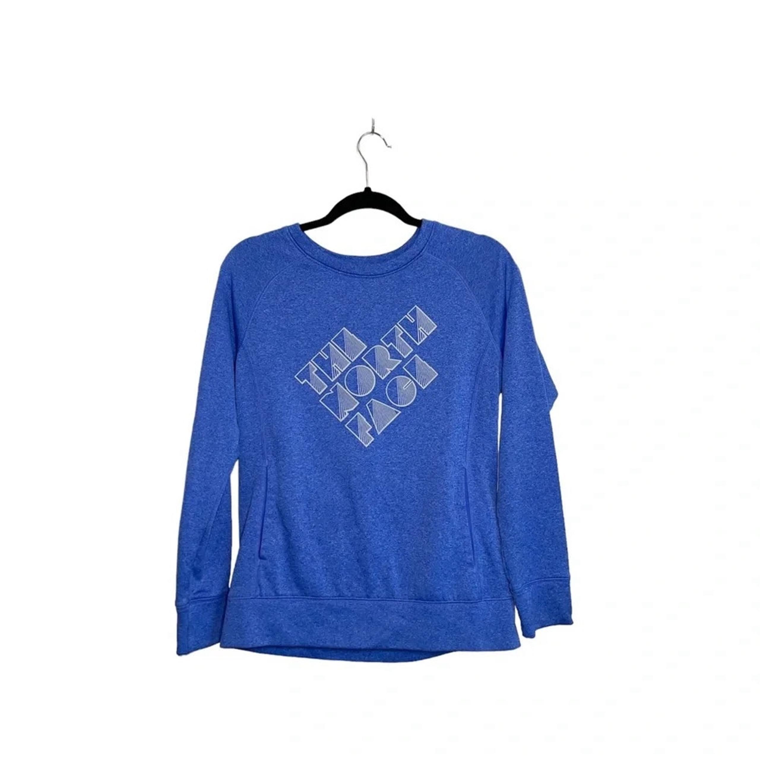 The North Face Blue & White Logo Graphic Pullover Sweatshirt Medium Women’s