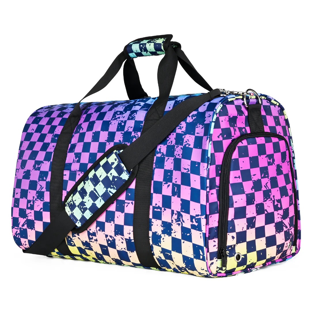 Strictly Wild Rainbow Checker Duffel Bag