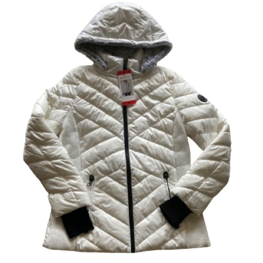 Nautica Water Resistant Puffer Jacket Ladies Medium White NWT