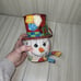 Vtg Home Interiors Patchwork Metal Christmas Tree With Bells And Snowman Candle