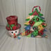 Vtg Home Interiors Patchwork Metal Christmas Tree With Bells And Snowman Candle