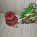Vtg Home Interiors Patchwork Metal Christmas Tree With Bells And Snowman Candle