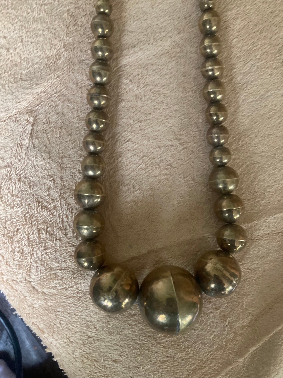Necklace w/ huge brass beads Mid Century