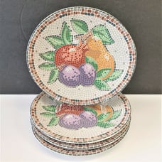 Set/4 Sango Zoey 8-3/8 Oval Salad Plates Roman Mosaic Tile Style 1996-2001 VTG