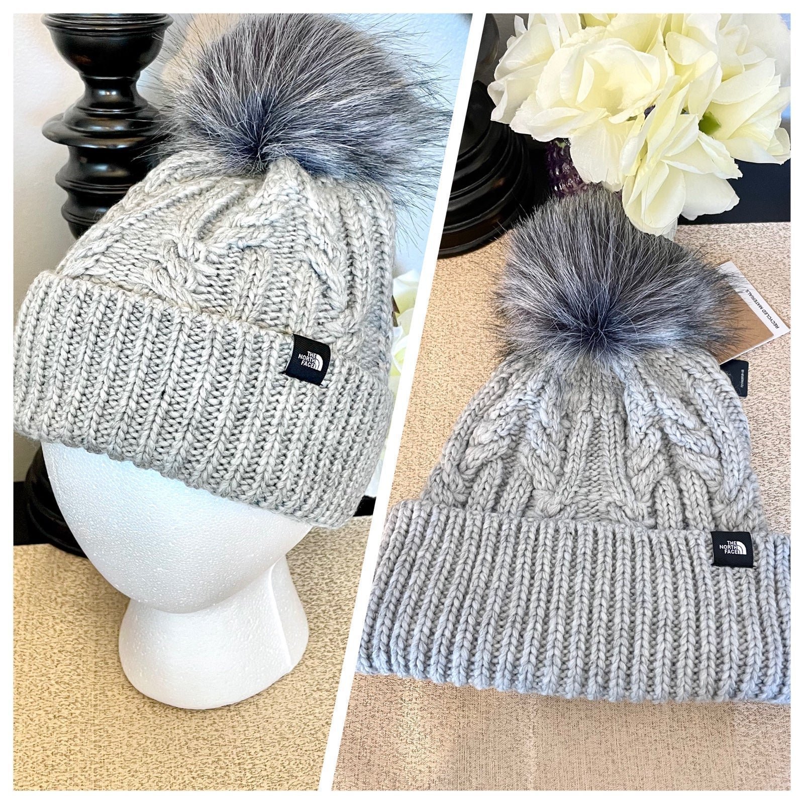 NWT Kids The North Face Fur Pom Beanie Hat