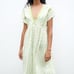 NWT ZARA MIDI EMBROIDERED RUSTIC DRESS WHITE GREEN. Size Large.