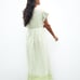 NWT ZARA MIDI EMBROIDERED RUSTIC DRESS WHITE GREEN. Size Large.