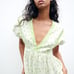 NWT ZARA MIDI EMBROIDERED RUSTIC DRESS WHITE GREEN. Size Large.