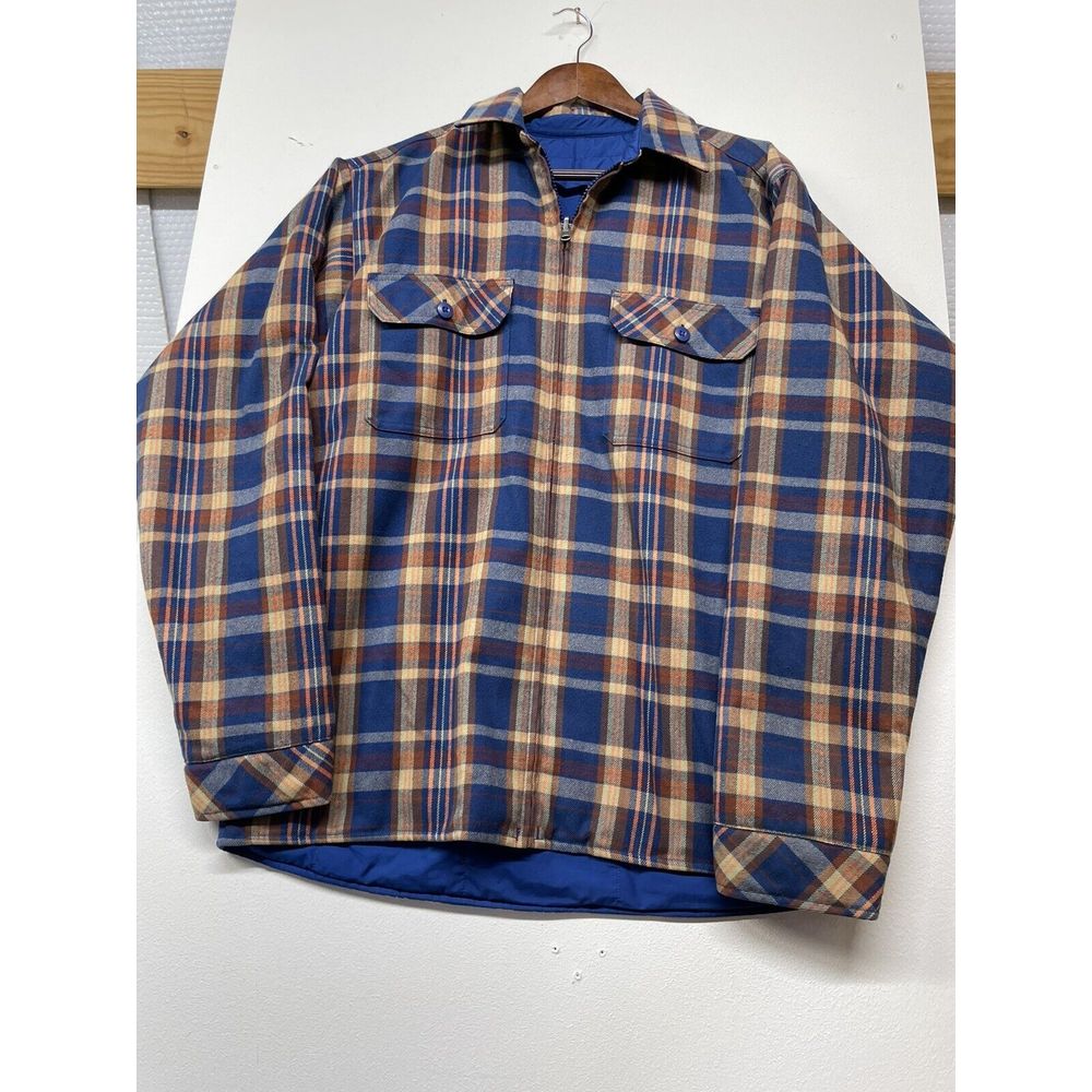 VTG Rare Patagonia reversible fjord flannel jacket mens large Royal EUC