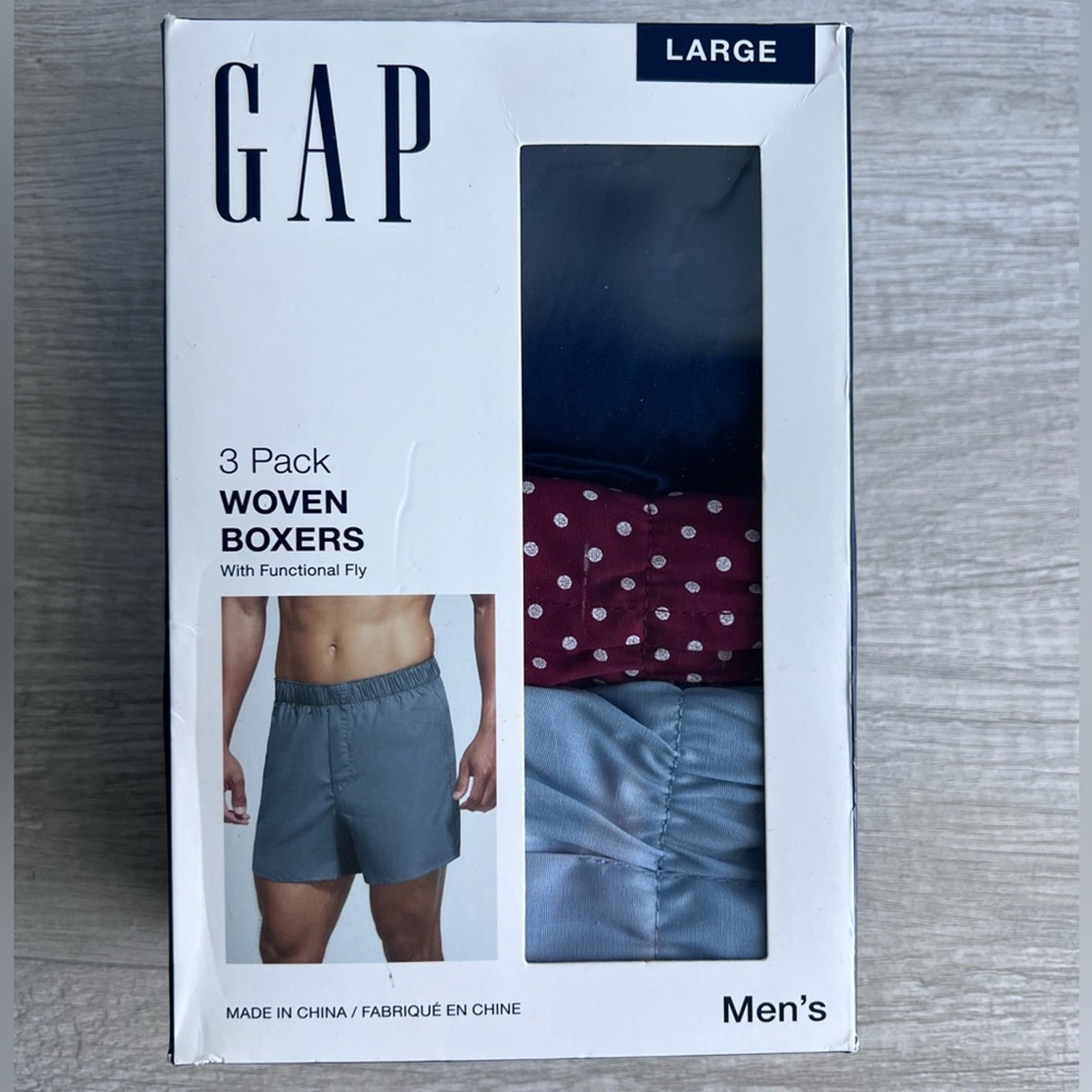 GAP Men's 3-Pk. Cotton Boxers Size Large