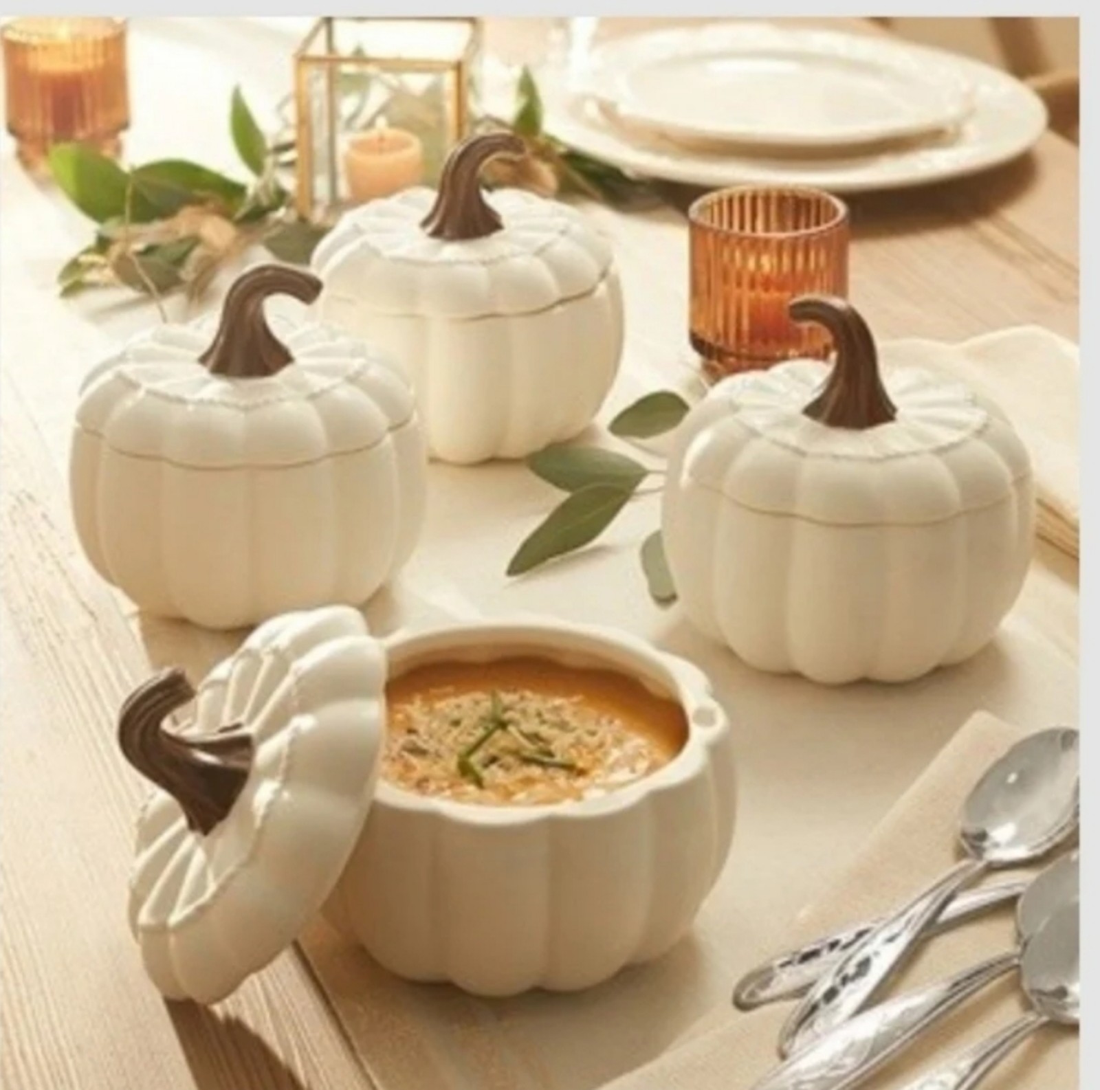 Pumpkin juego de 4 calabacitas para sopa