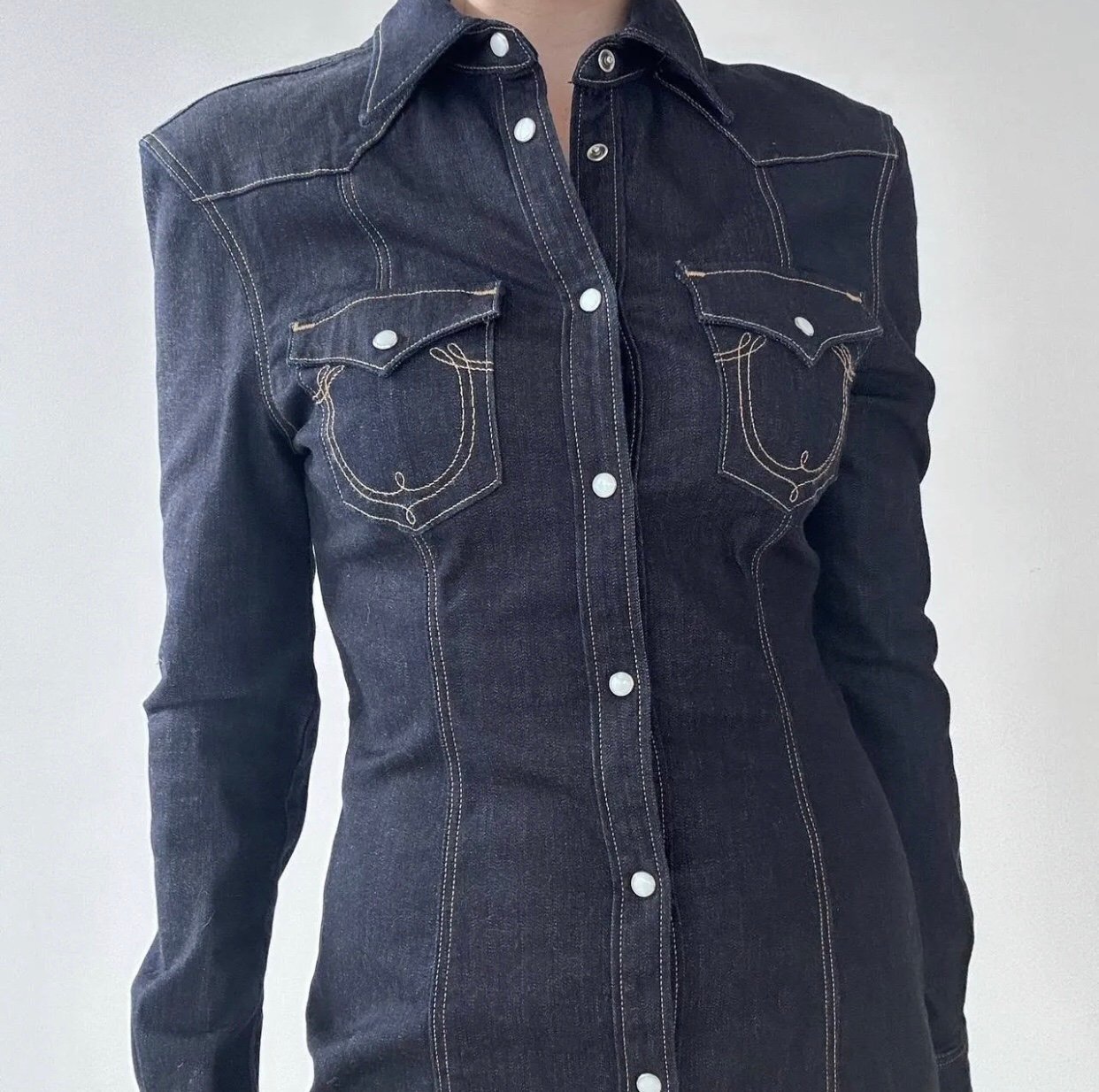 NWOT True Religion Lonestar Leighton Stretch Denim Dress. Size L