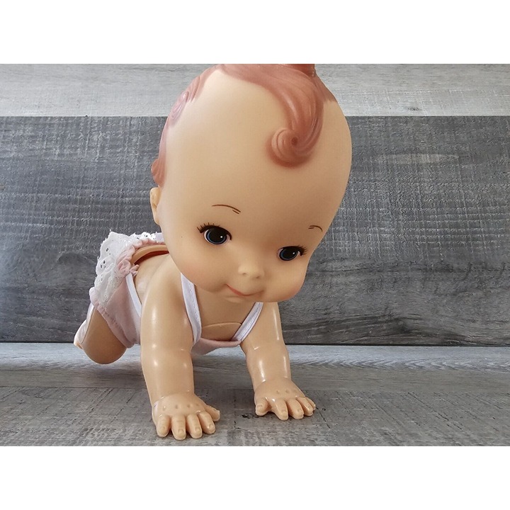 Vintage 1981 Playmates Baby Crawling Pixie Doll Battery Operated Pink Romper