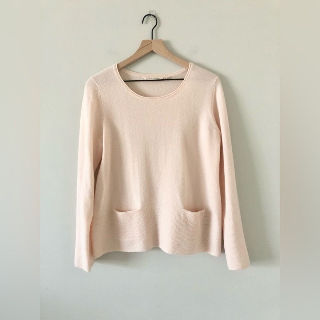Soft Surroundings Cashmere Sweater with Pocket Detail in Peach Pink - Size M