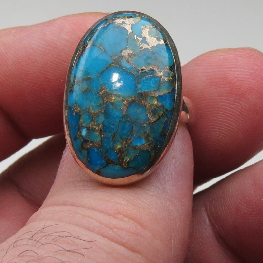 350 Sterling Silver Copper Turquoise Ring