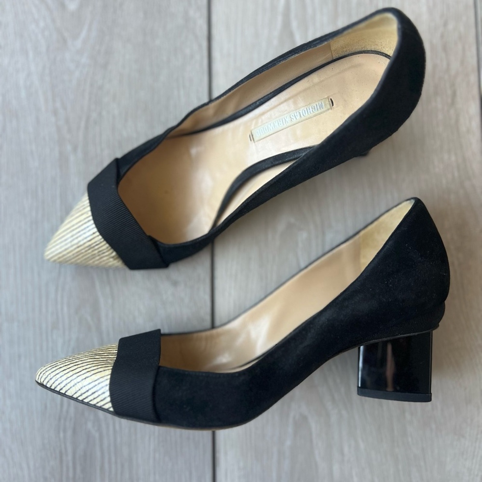 Nicholas Kirkwood Velvet Pointy Low Heel size 36 leather