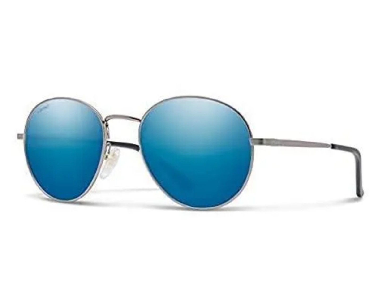 Smith Optics Prep Unisex Round Sunglasses Gun Metal Silver/Polarized Blue Mirror